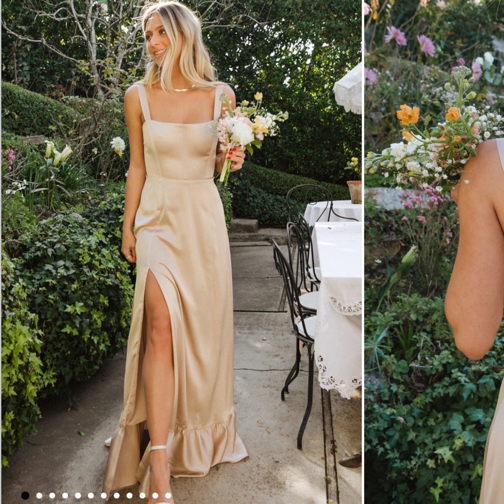 Show Me Your Mumu Clarissa Corset Dress Champagne Luxe Satin